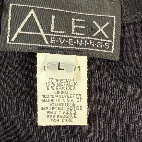 Alex Evenings Women’s Black Sparkle Tank & Jacket Vintage Size Large Evening Out - Picture 7 of 16